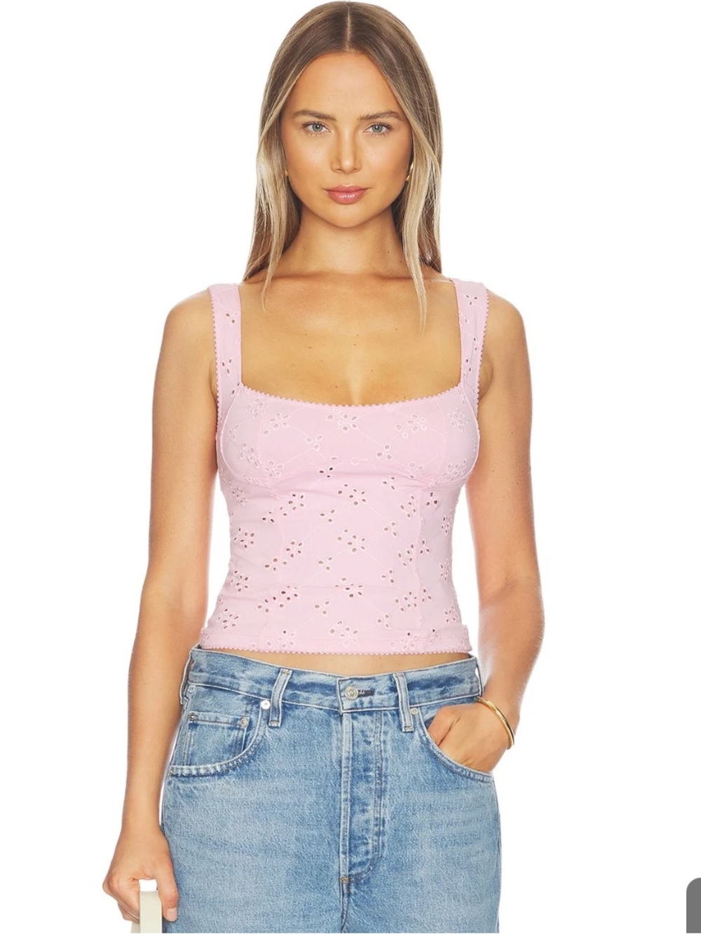 Free people size L Sweet Dreams Pastel Pink Eyelet Camisole